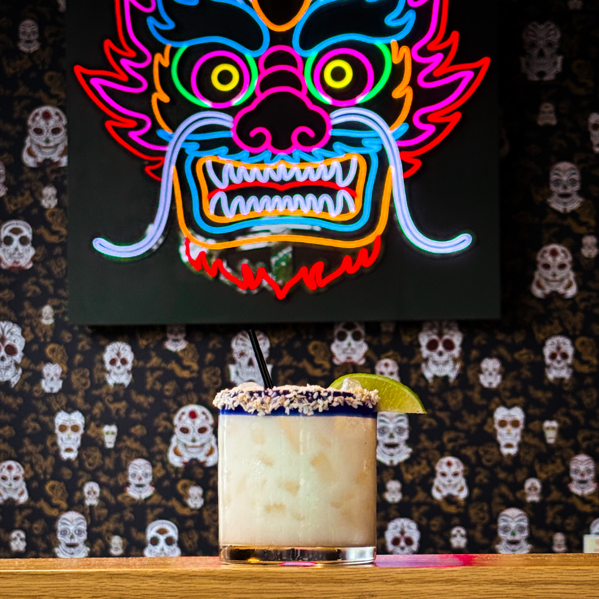 Wongs Tacos NC dragon neon